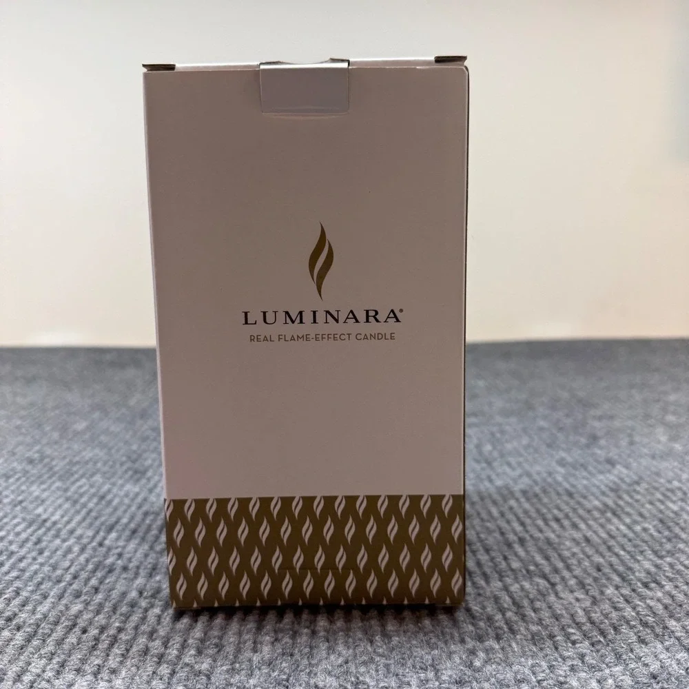 Luminara LED Flame Effect Candle 7in Red Glitter Remote Battery Flameless NIB